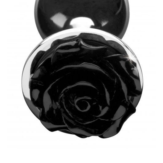 XR Booty Sparks Black Rose Anal Plug Large|Detail View|"black rose plug features-detail view"|