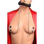 XR Silicone Bit Gag with Nipple Clamps|Detail View|"silicone features-detail view"|