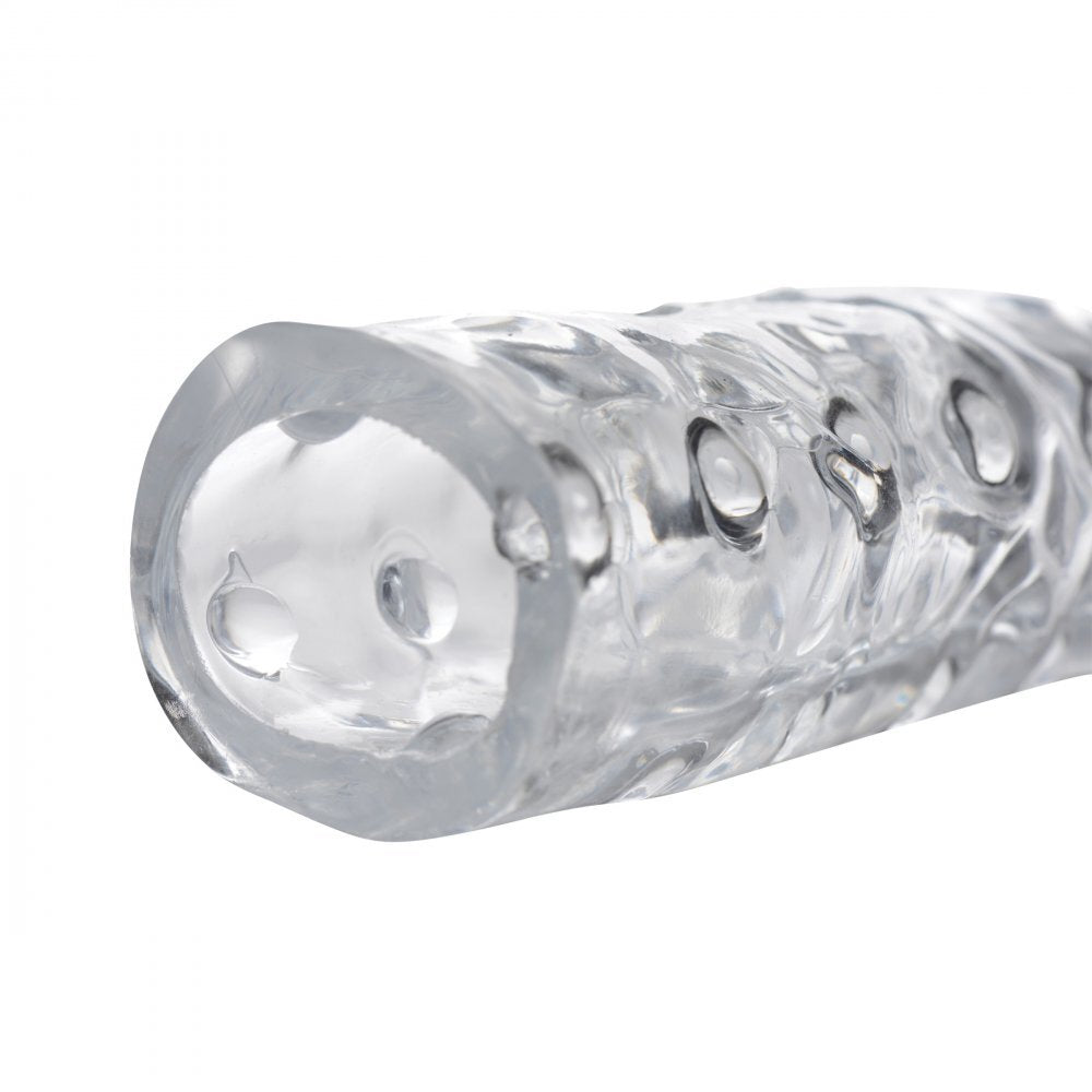 Size Matters 3 Inch Clear Penis Enhancer Sleeve|Side View|"enhancer detail - side view"