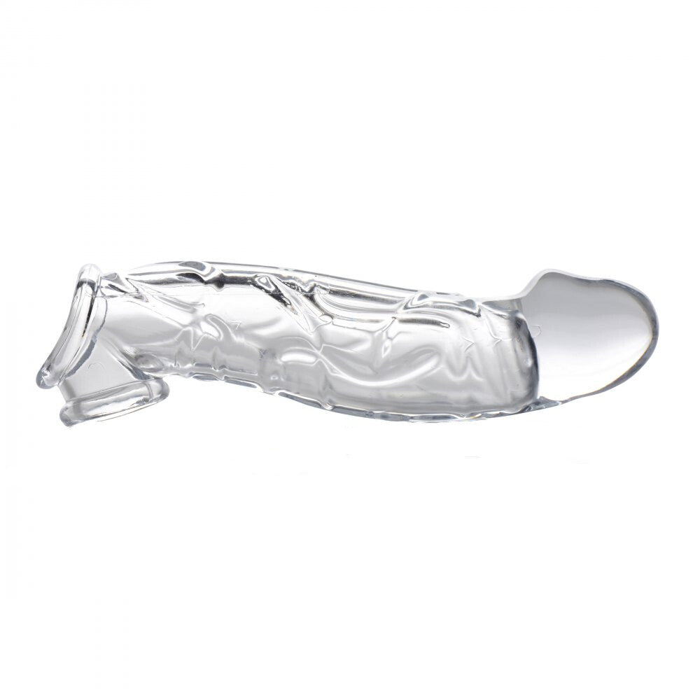 Size Matters 2 Inch Clear Penis Extender Sleeve|Front View|"clear design - front view"