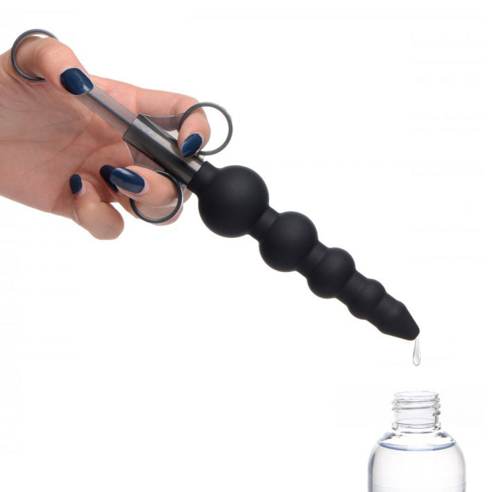 Master Series Silicone Graduated Beads Lube Launcher|Back View|"launcher system-back view adult toys direct"|