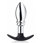 Master Series Dark Stopper Metal And Silicone Anal Plug|Front View|"dark stopper plug-front view"|