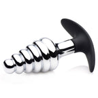 Master Series Dark Hive Metal And Silicone Anal Plug|Side View|"metal hybrid design-side view"|