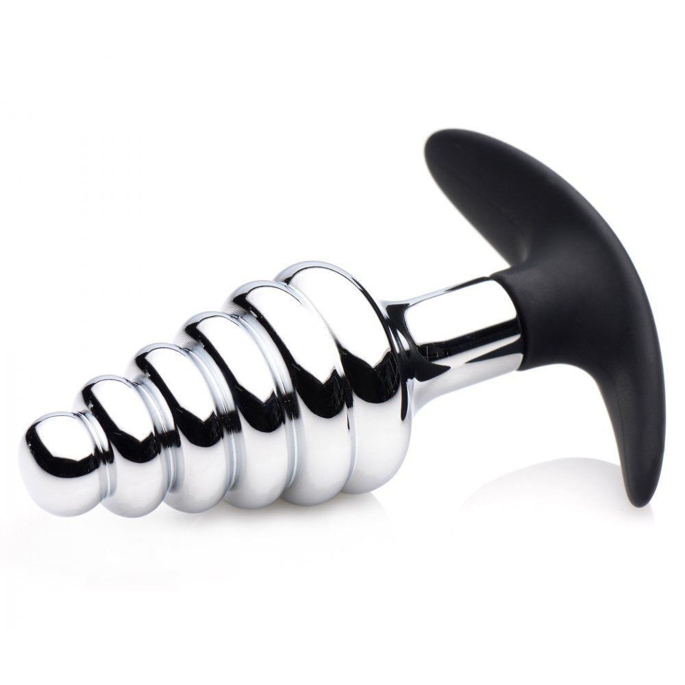 Master Series Dark Hive Metal And Silicone Anal Plug|Side View|"metal hybrid design-side view"|