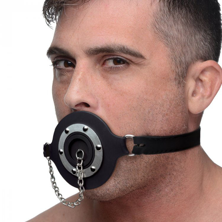 Master Series Pie Hole Silicone Feeding Gag|Detail View|"feeding features-detail view"|