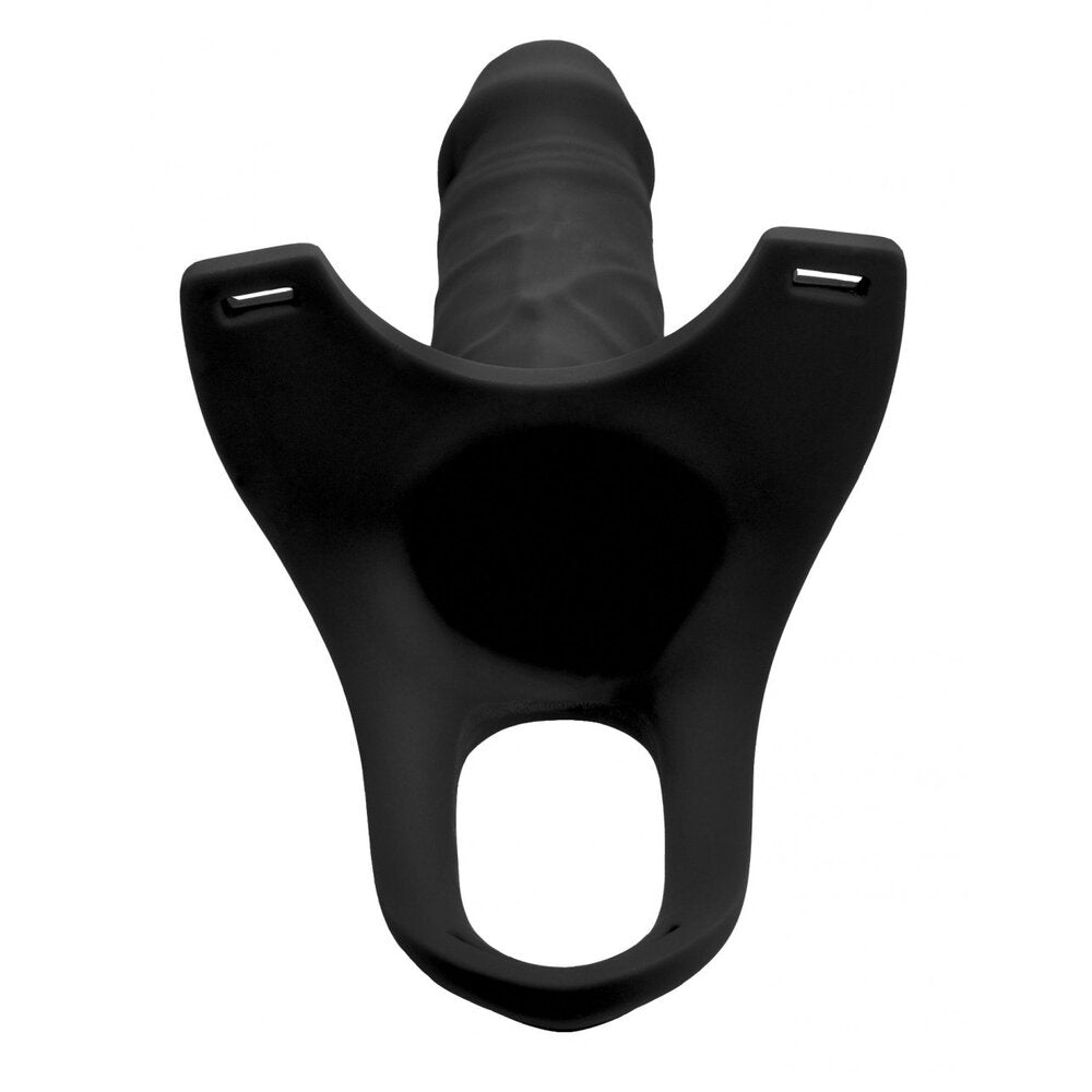 Size Matters Hollow Silicone Dildo StrapOn|Side View|"Size Matters Hollow Silicone Dildo StrapOn - side view"