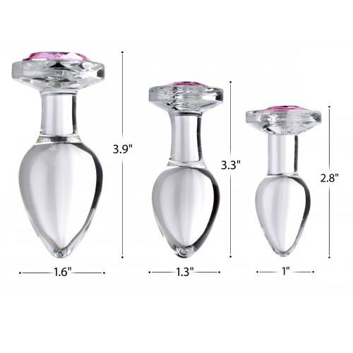 XR-Pink-Gem-Glass-Anal-Plug-Set|Detail View|"product features-detail view"