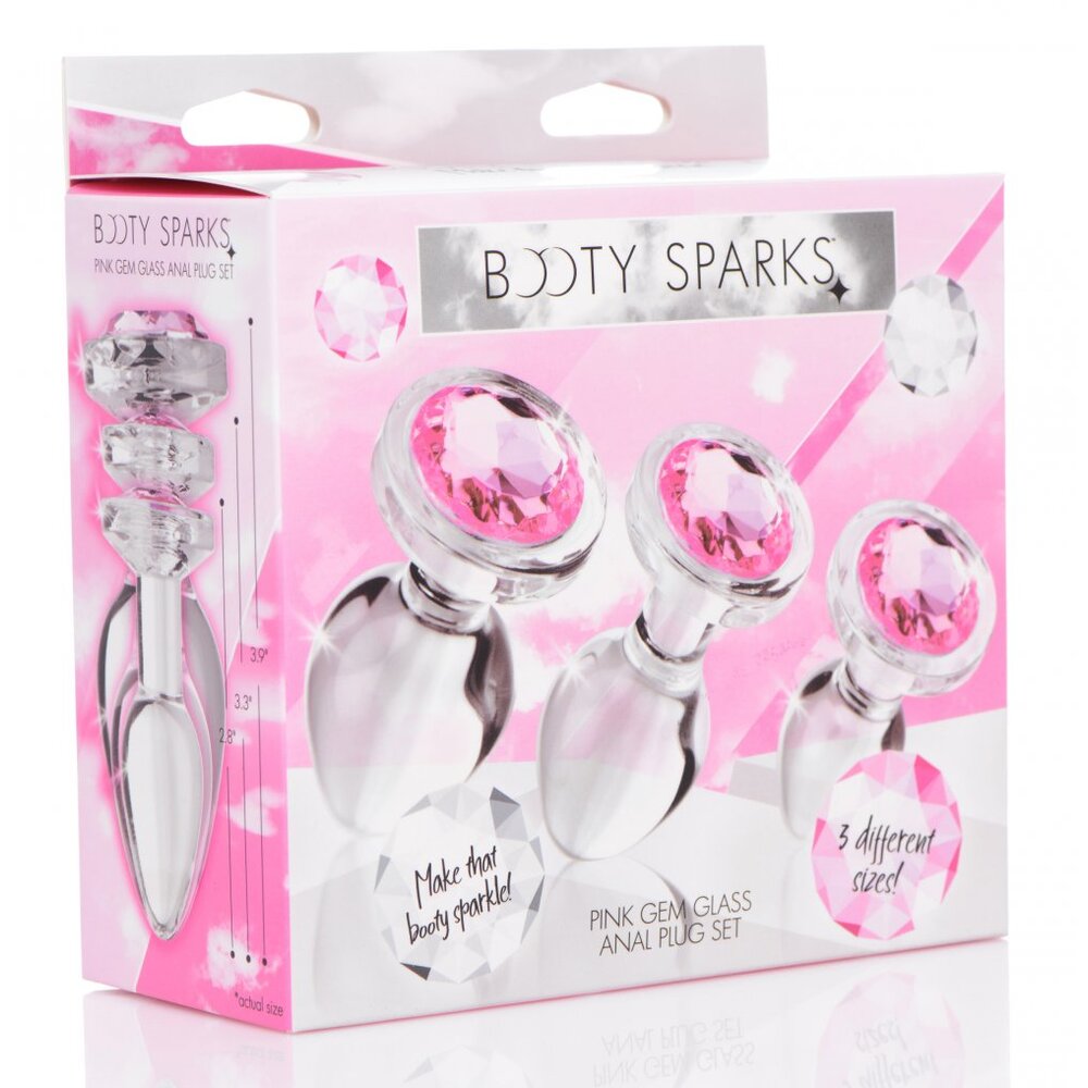 XR-Pink-Gem-Glass-Anal-Plug-Set|Set View|"complete kit-set view"