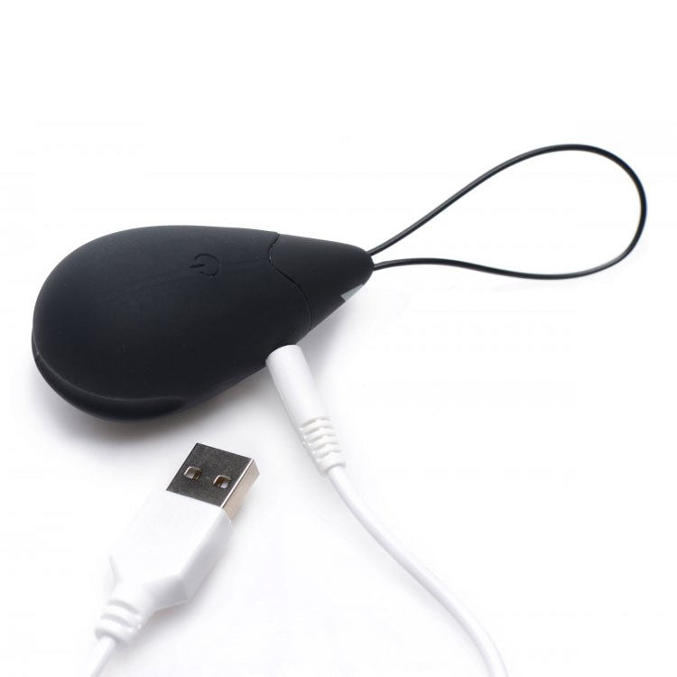 XR-10X-Silicone-Vibrating-Egg-Black|Side View|"silicone design-side view"