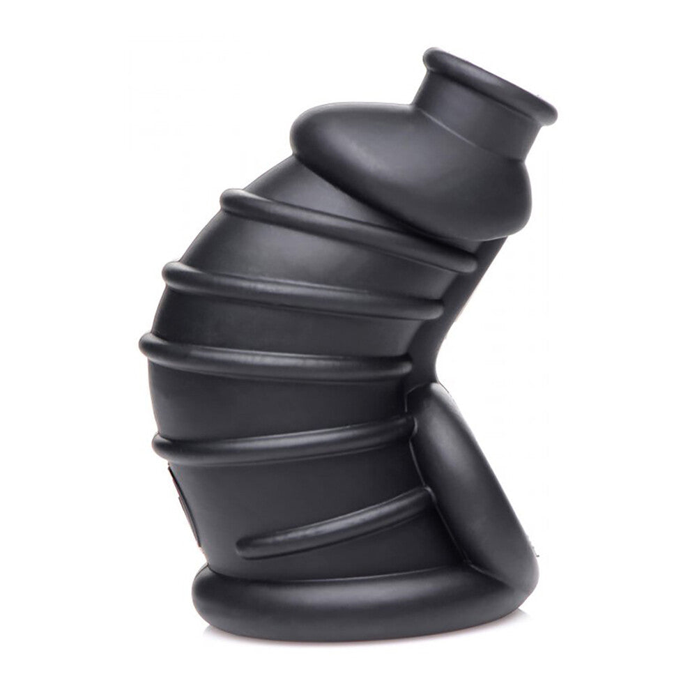 Master Series Dark Chamber Silicone Chastitys Cage|Front View|"dark silicone design-front view adult toys direct"|