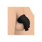 Master Series Dark Chamber Silicone Chastitys Cage|Side View|"cage detail-side view adult toys direct"|