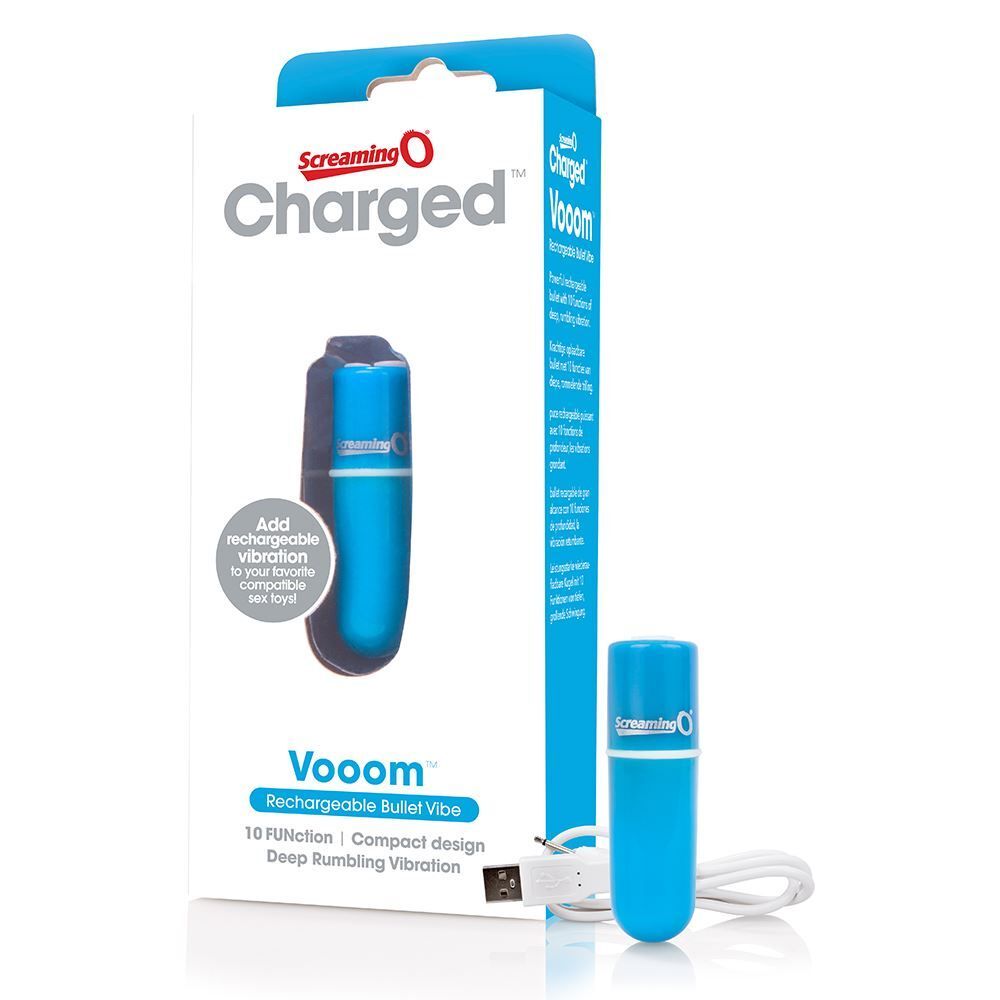 Screaming-O-Charged-Vooom-Rechargeable-Bullet-Blue|Detail View|"usb rechargeable controls interface-detail view"
