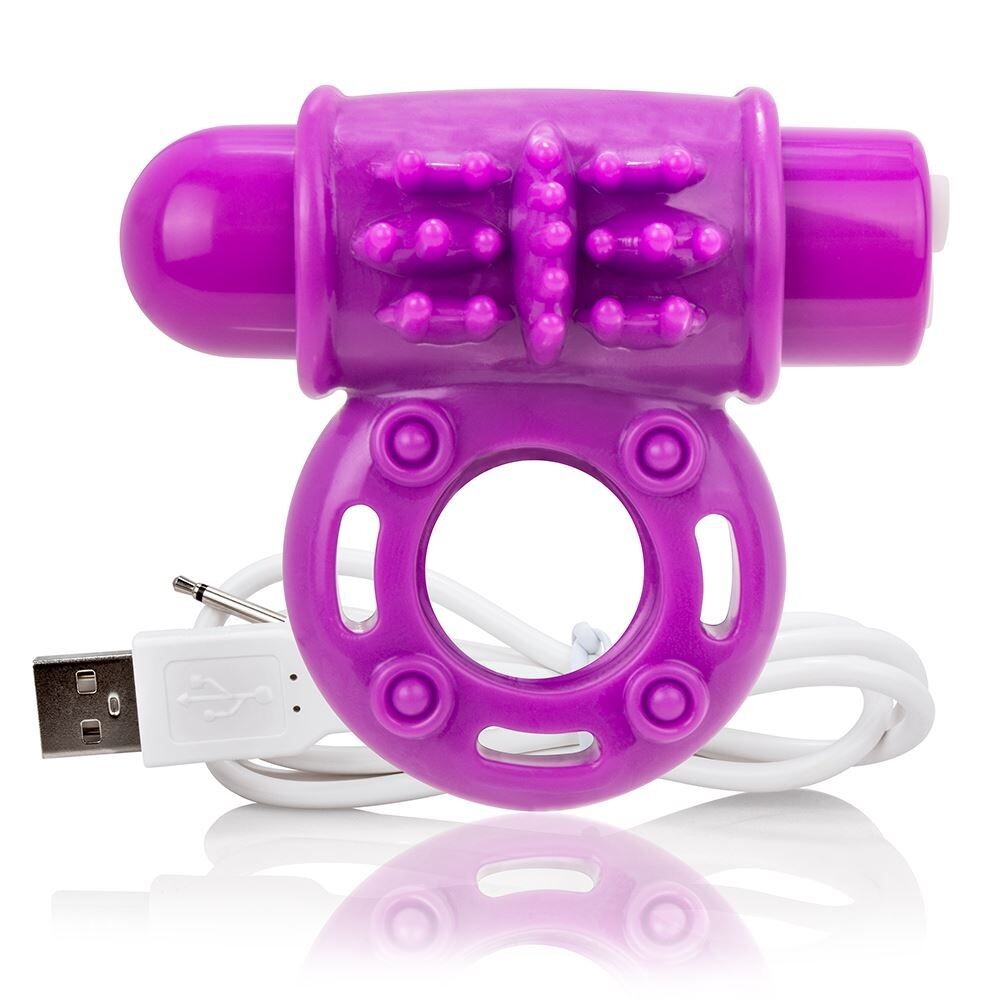 Screaming O Charged OWow Purple Vibrating Cock Ring|Front View|"owow design - front view"
