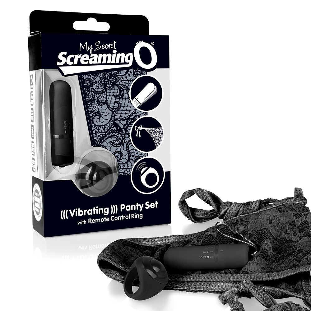 Screaming O My Secret Charged Black Remote Control Panty Vibe|Kit View|"Complete pleasure system - kit view"