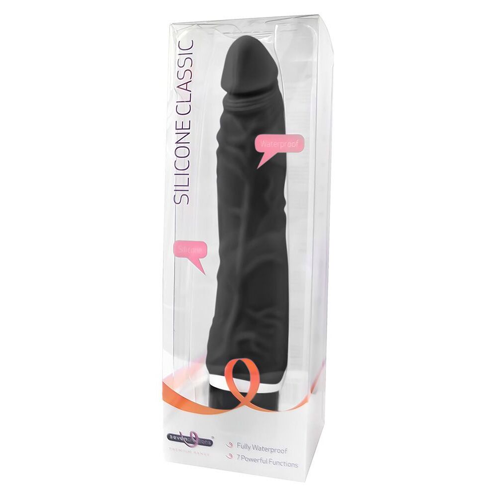 Silicone Classic Vibe Slim Black|Side View|"texture detail - side view"