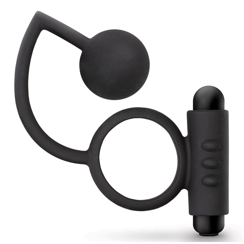 Anal Adventures Platinum Ball With Vibrating Cock Ring|Front View|"platinum design - front view"