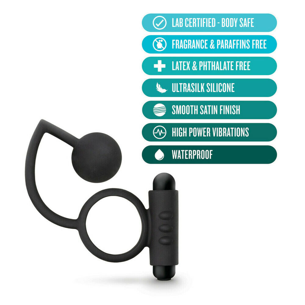 Anal Adventures Platinum Ball With Vibrating Cock Ring|Back View|"quality build - back view"