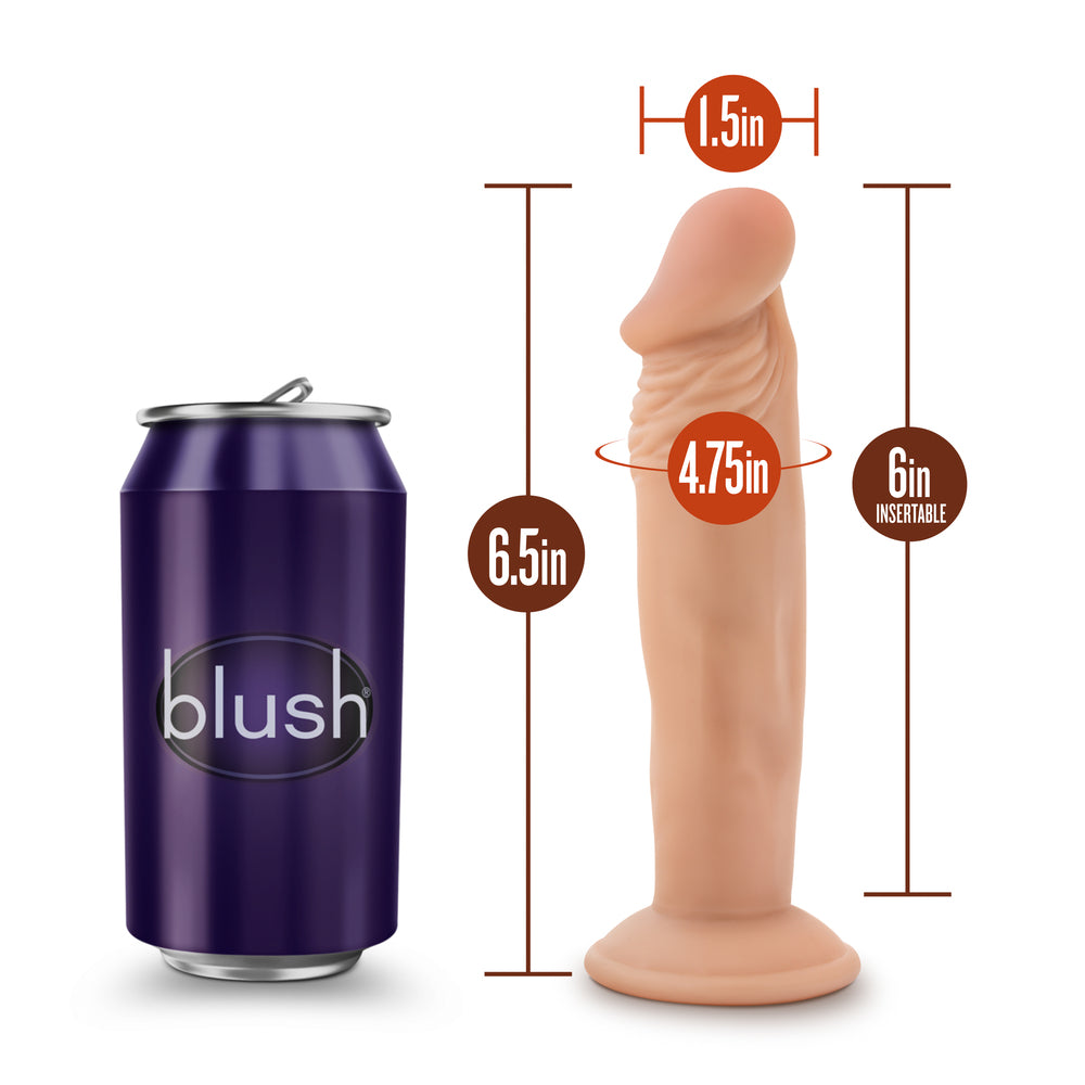 Dr Skin Dr Small 6 Inch Flesh Dildo|Side View|"texture detail - side view"