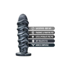 Jet Annihilator 11 Inch Dildo|Detail View|"large black dildo - detail view"