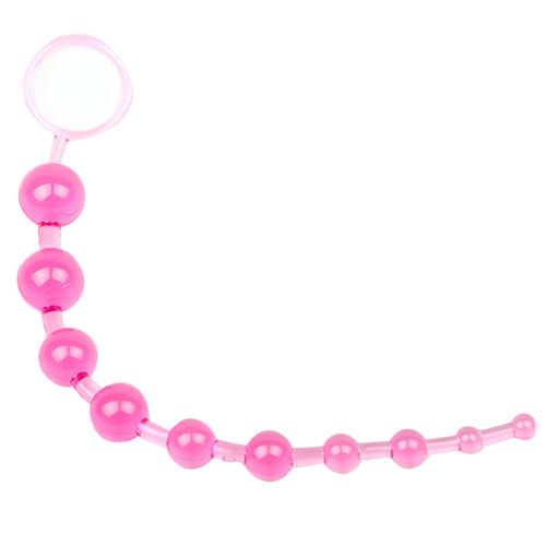 Pink Chain Of 10 Anal Beads|Front View|"pink chain beads-front view"|