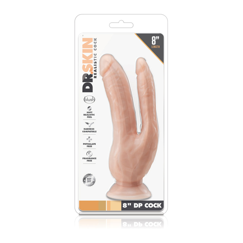 Dr. Skin Dual 8 Inch Dual Penetrating Dildo With Suction Cup|Kit View|"Complete pleasure system - kit view"