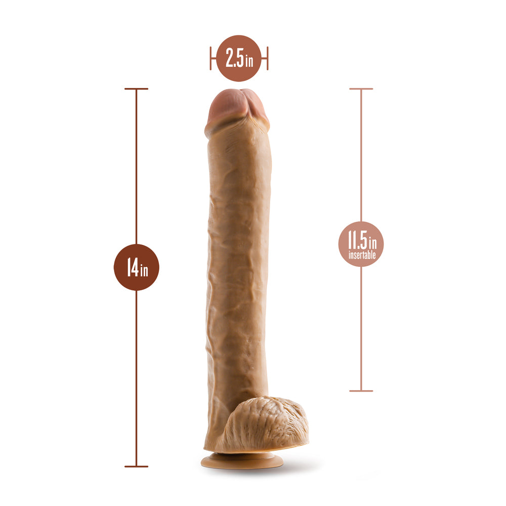 Dr. Skin Dr. Michael 14 Inch Dildo with Balls|Side View|"realistic dildo balls - side view"