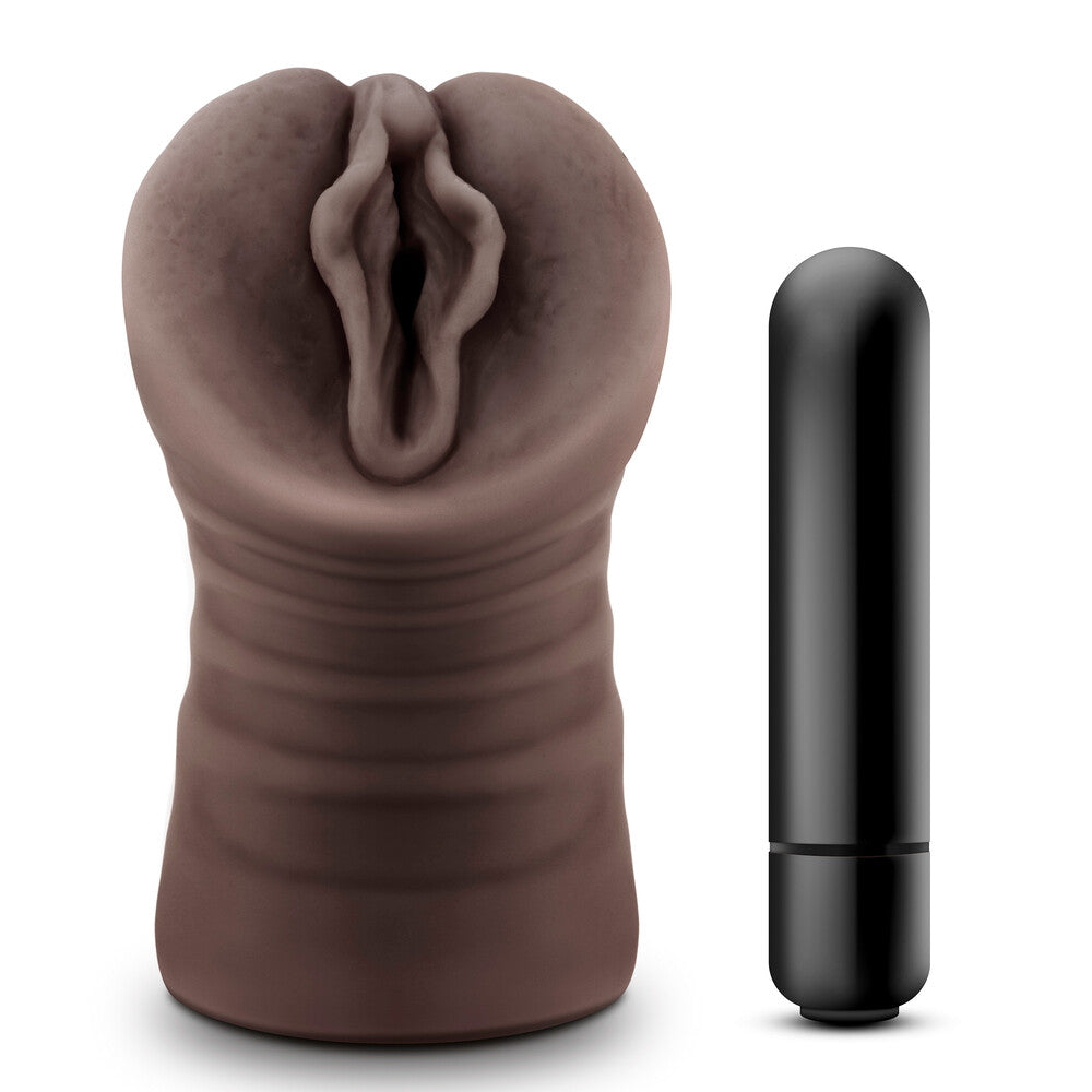 Hot Chocolate Alexis Vagina Vibrating Masturbator|Front View|"Realistic vibrating pleasure system - front view"