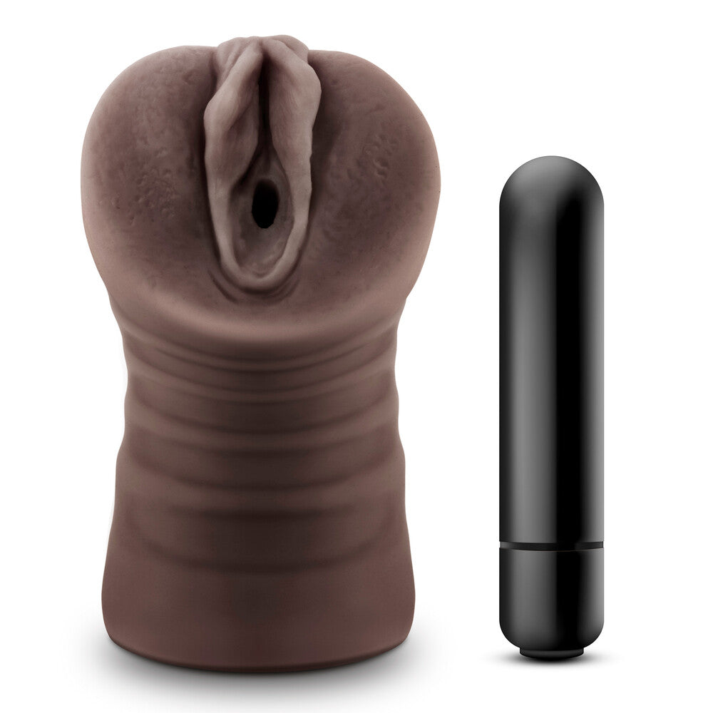 Hot Chocolate Brianna Vagina Vibrating Masturbator|Front View|"Premium vibrating pleasure device - front view"
