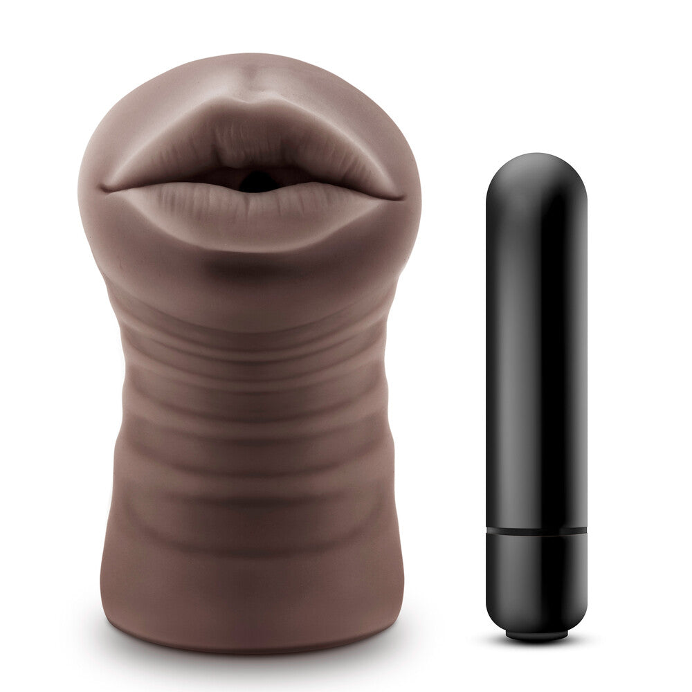 Hot Chocolate Heather Mouth Vibrating Masturbator|Front View|"Oral pleasure simulator with vibration - front view"