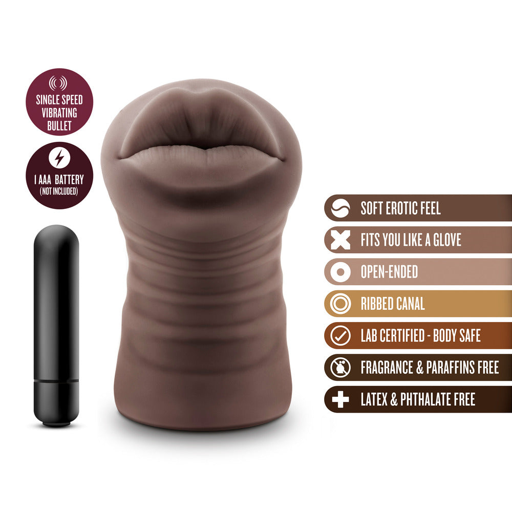 Hot Chocolate Renee Mouth Vibrating Masturbator|Side View|"Vibrating intimate stimulator - side view"