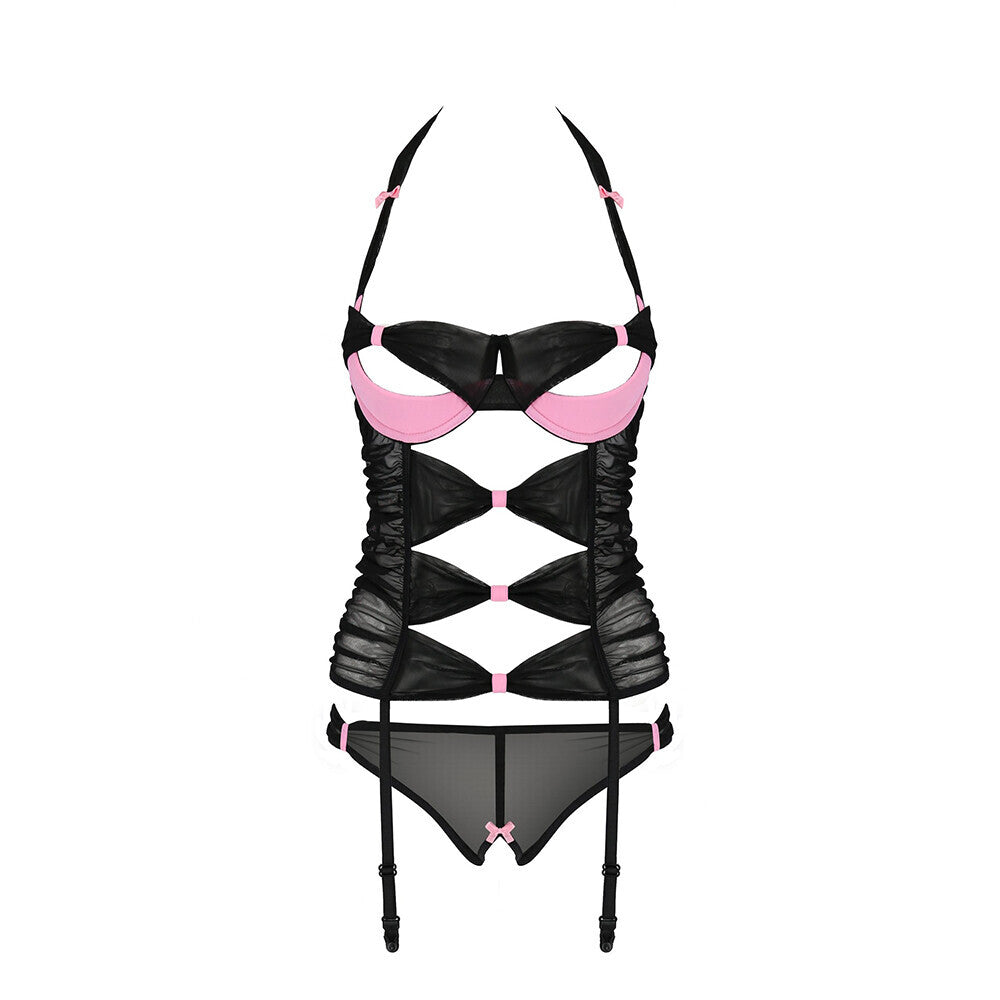 Passion Praline Black And Pink Corset|Back View|"black pink praline corset - back view"