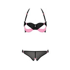 Passion Praline Black And Pink Bra Set|Back View|"black pink bra set - back view"