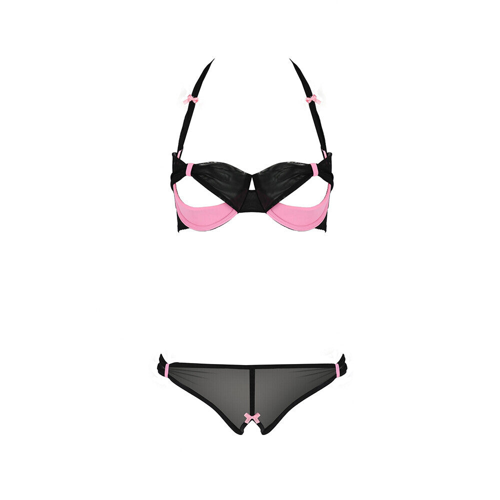 Passion Praline Black And Pink Bra Set|Back View|"black pink bra set - back view"