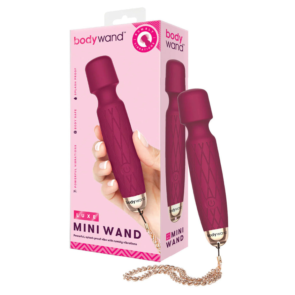 Bodywand Luxe Mini Wand Pink|Package|"pink mini luxury wand - package view"