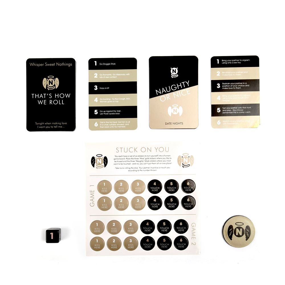 Naughty Or Nice A Trio Of Games|Side View|"adult game set - side view"