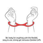 Quickie Cuffs Large Red Ankle Or Wrist Cuffs|Side View|"adjustable cuff system-side view adult toys direct"|