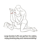 Quickie Cuffs Large Red Ankle Or Wrist Cuffs|Back View|"cuff closure detail-back view adult toys direct"|