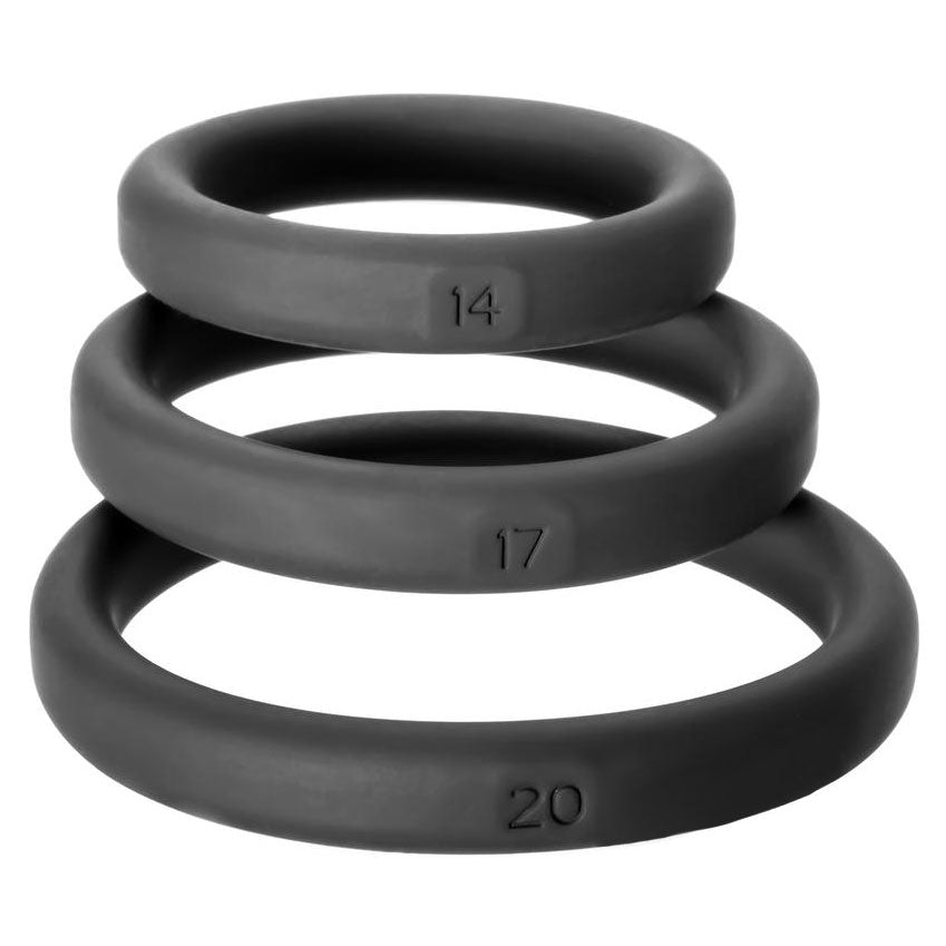 Perfect Fit XactFit Cock Ring Sizes 14 17 20|Front View|"xactfit design - front view"