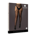 Le Desir Suspender Leopard Pantyhose Black UK 14 to 20|Back View|"plus size leopard suspender pantyhose - back view"