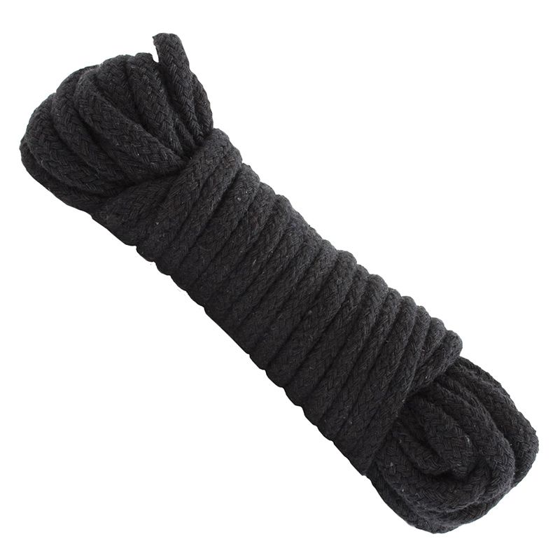 Japanese Style Bondage Rope In Black|Front View|"black japanese bondage rope-front view adult toys direct"|