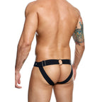 Male Basics Dngeon Peekaboo Jock Black One Size|Side View|"jock features-side view"|
