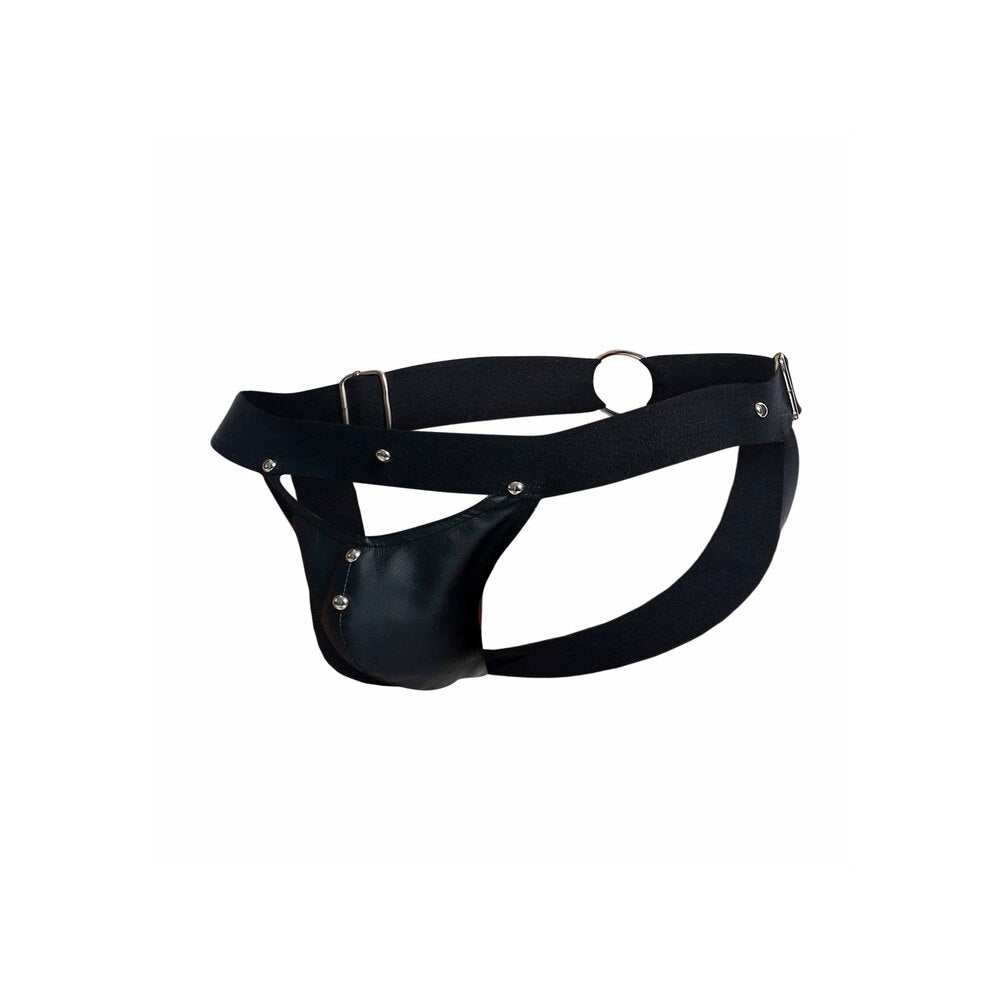 Male Basics Dngeon Peekaboo Jock Black One Size|Set View|"complete jock set-set view"|
