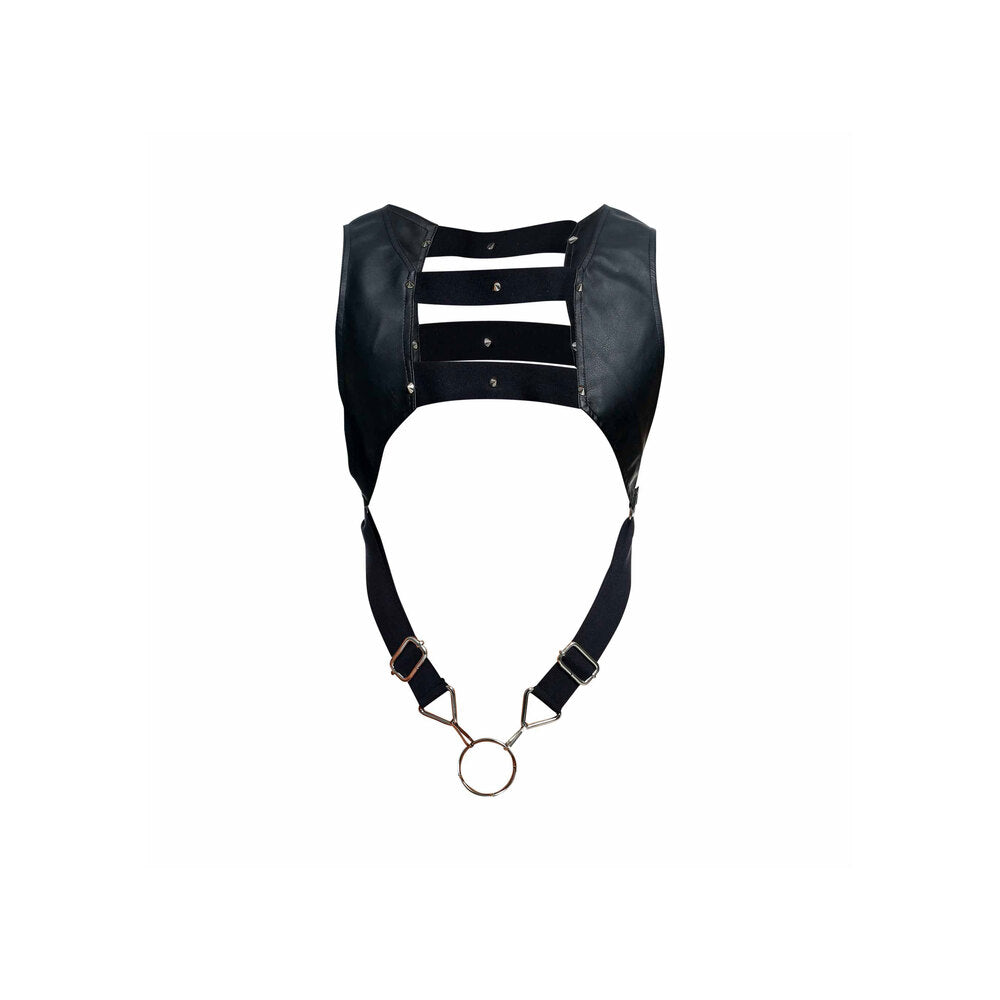 Male Basics Dngeon Crop Top Cock Ring Harness|Detail View|"ring features-detail view"|