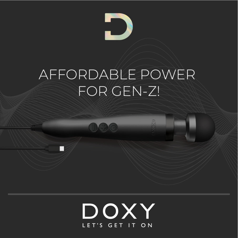 Doxy Wand 3 Black USB Powered | Angle | "premium head design - angle view"