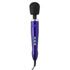 Doxy Die Cast Wand Massager PURPLE UK Plug | Angle | "premium purple wand massager head - angle view"