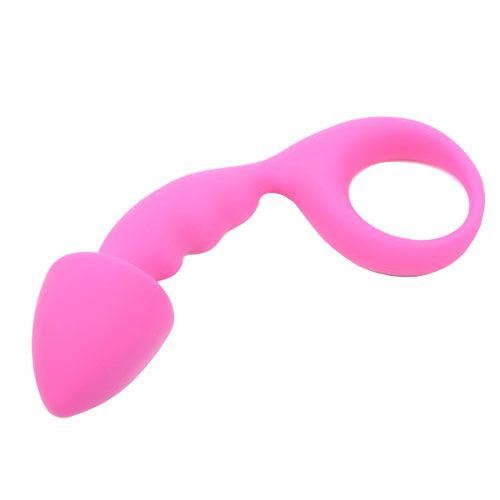 Pink Silicone Curved Comfort Butt Plug|Front View|"curved comfort plug-front view"|