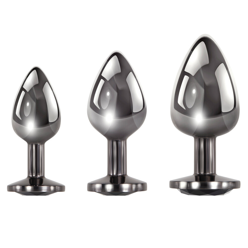 Evolved-Black-Gem-Anal-Plug-Set|Front View|"gem set-front view"