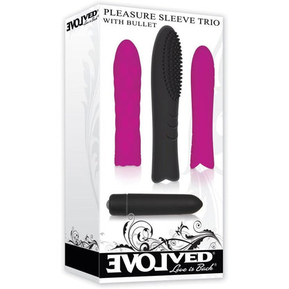 Evolved Trio Pleasure Sleeve Kit With Bullet|Detail View|"sleeve and bullet kit - detail view"