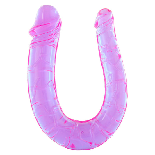 Double Mini Twin Head Jelly Penis Dildo|Front View|"twin design - front view"