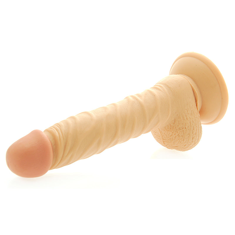 8 Inch Realistic Dong with Scrotum|Side View|"scrotum detail - side view"